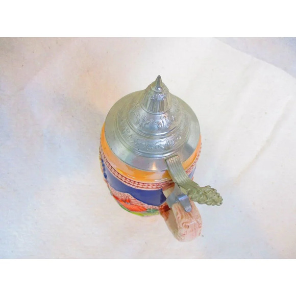 German stein pewter lid Beer Colorful German Beer Mug Pewter Lid Beer Mug - Picture 5 of 7